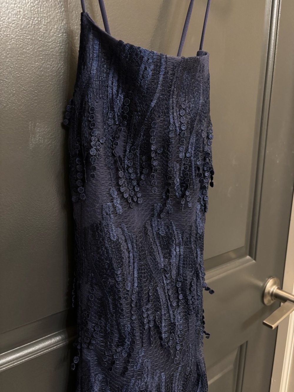 Lulu’s Making Magic Navy Blue Fringe Lace-Up Mini Dress - Picture 9 of 14